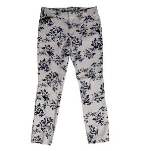 GAP Womens Signature Skinny Ankle Pants Size 2 White Blue Floral Chino Stretch